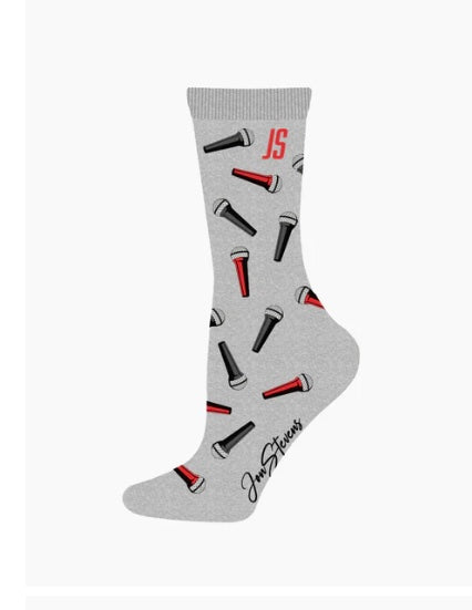 Womens Music Socks Grey with Microphones The Mic by John Stevens Bamboo
