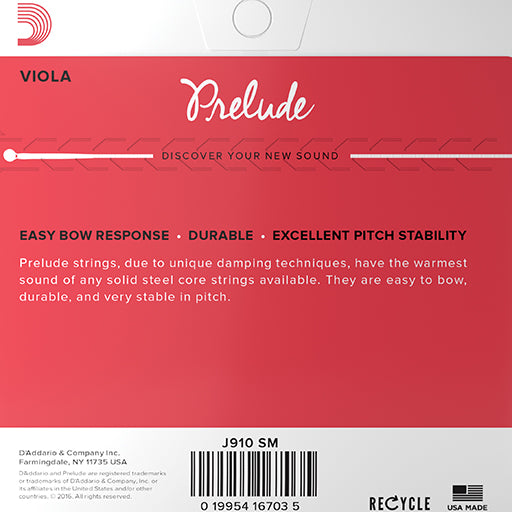 D'Addario Prelude Viola String Set Medium Short 14"