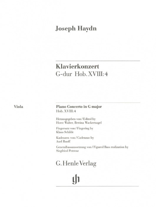 Haydn - Concerto in Gmaj HobXVII:4 - Piano Quintet Basso Continuo Part Henle HN692