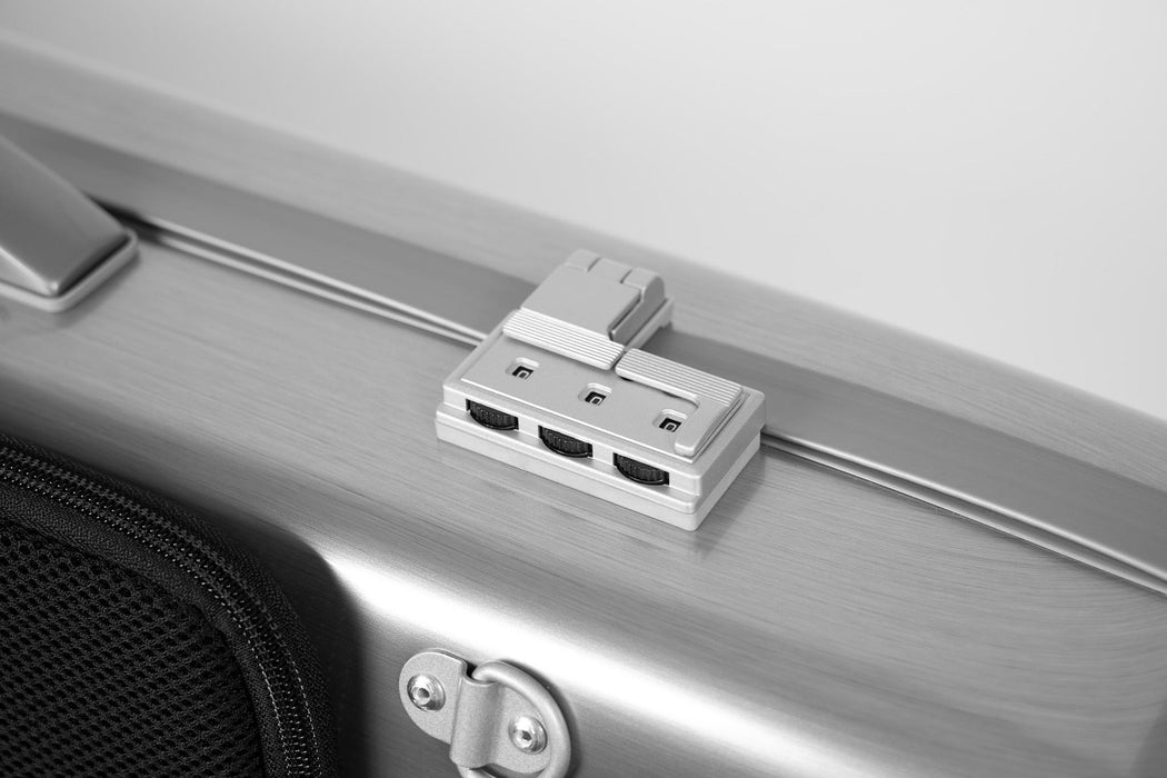 Violin Case - Bam La Defense Hightech Oblong with Back Pocket - Brushed Aluminium