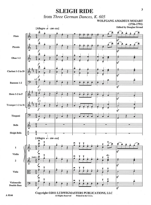 SLEIGH RIDE ARR STROUD FOR ORCHESTRA SC & PTS - MOZART - ORCHESTRA - LUDWIG MASTERS
