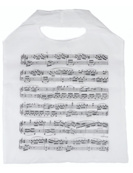Folding Shopping Bag White with Black Music Manuscript