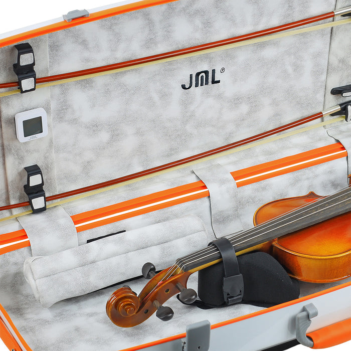 JML Carbon Fibre Adjustable 2.3 Oblong Viola Case White/Orange 15-16.5"