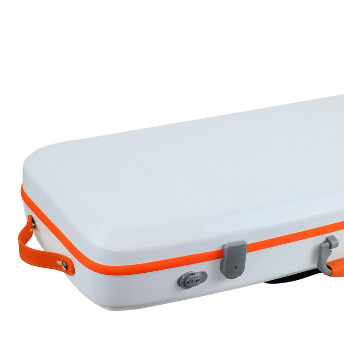 JML Carbon Fibre Adjustable 2.3 Oblong Viola Case White/Orange 15-16.5"