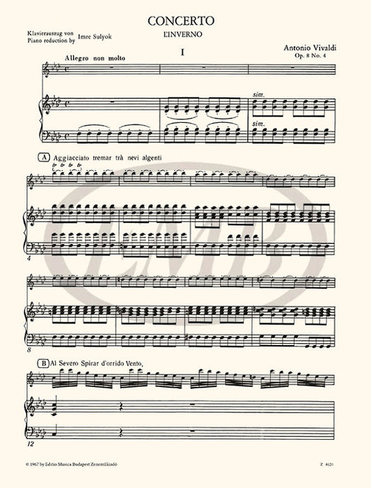 Vivaldi - Four Seasons Op8/4 Winter - Violin/Piano Accompaniment EMB Z4620