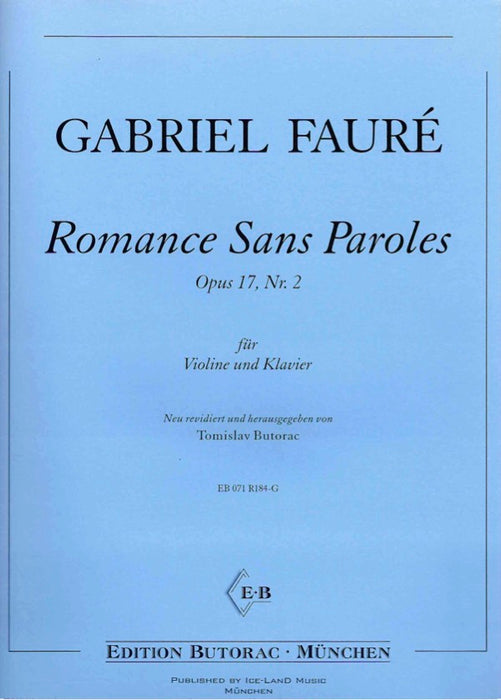 Faure - Song Without Words Op17/2 - Violin/Piano Accompaniment Iceland EB071R184-G