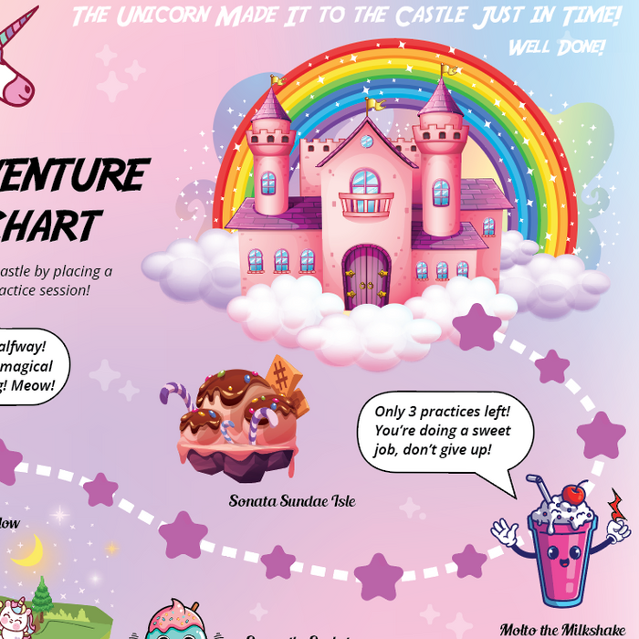 Unicorn Adventure A3 Music Practice Chart by Musically Gifted