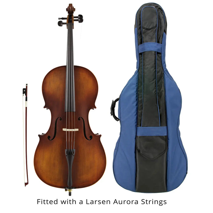 Kreisler #130 Beginner Cello Outfit with Larsen Aurora Strings 4/4 Full Size