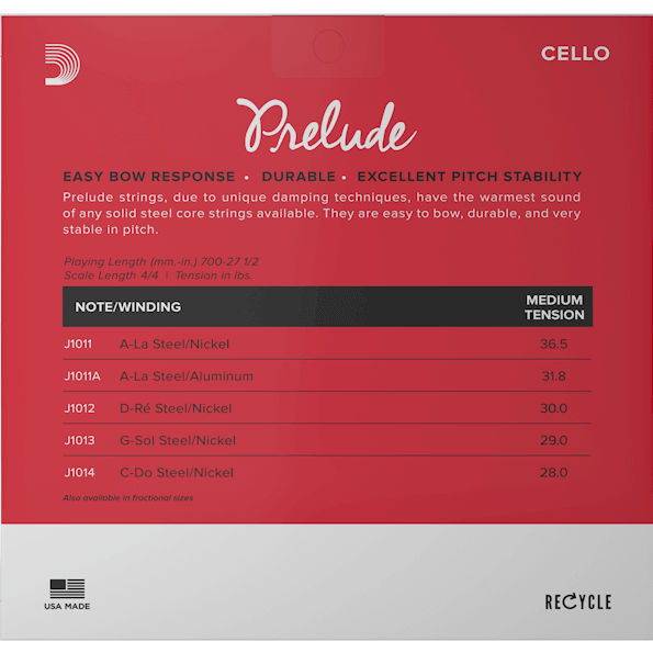 D'Addario Prelude Cello, C (Med), 4/4