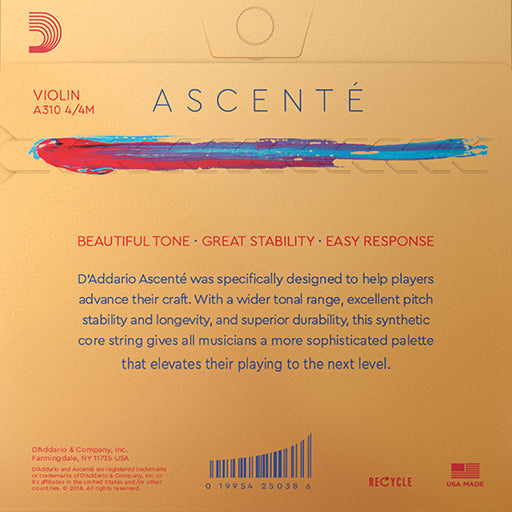 D’Addario Ascente Violin, (Med) Set, 4/4
