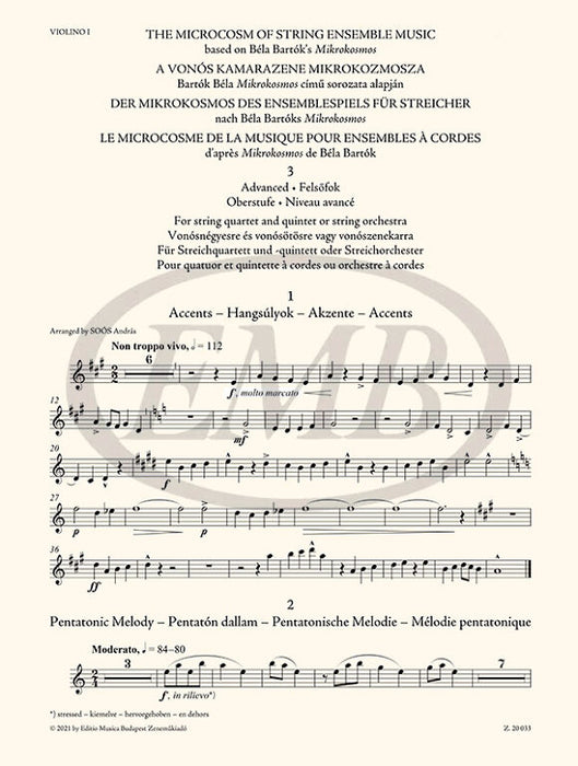 Bartok - The Microcosm of String Ensemble Music Volume 3 - String Orchestra edited by Soos/Borsos EMB Z20033