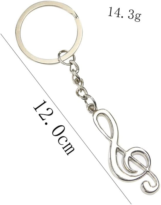Metal Treble Clef Keyring Blue