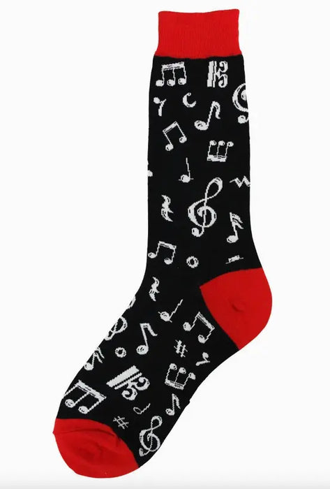 Mens Socks Dancing Notes and Clefs Size 7-12