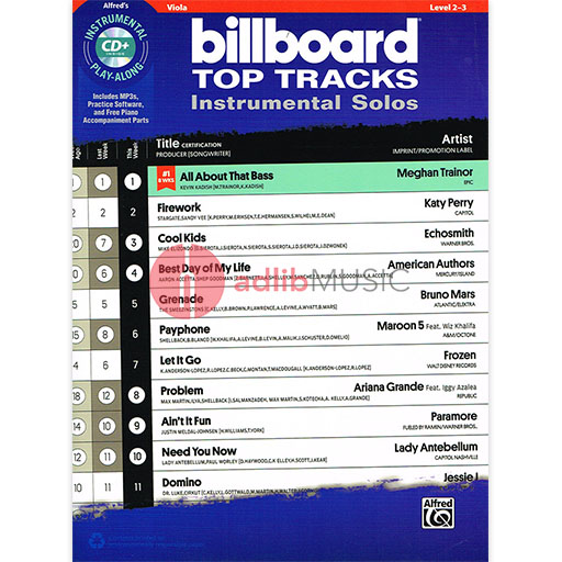 Billboard Top Tracks Instrumental Solos - Viola - Viola Alfred Music /CD