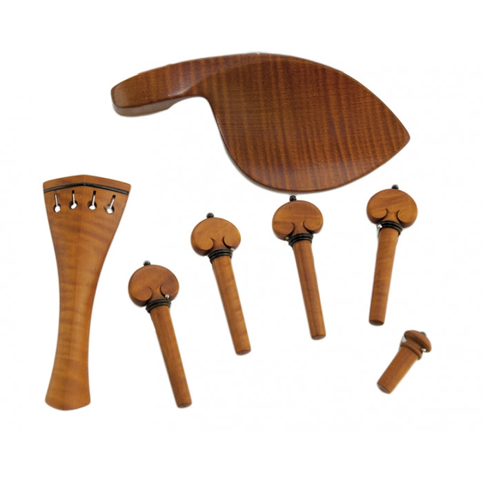 Violin Tempel Fittings (Pegs, Endpin, Tailpiece, Guarneri Chinrest) - Boxwood Flamed