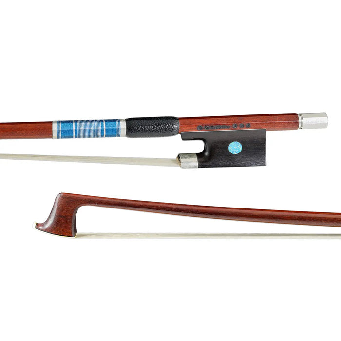 *W.E. Dörfler*** First-Class Pernambuco, Round, Silver Fittings, Synthetic Blue Sparkle Slide & Eye, French Lapping