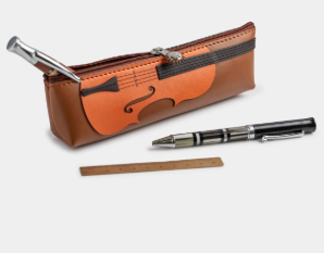 Violin Pencil Case Made from Vegan Apple Leather Vegan Small 20cm x6cm