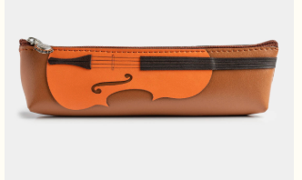 Violin Pencil Case Made from Vegan Apple Leather Vegan Small 20cm x6cm