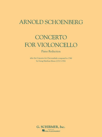 Schoenberg - Concerto - Cello/Piano Accompaniment Schirmer 50481820