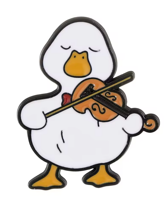 Pin/Brooch Duck Playing the Violin