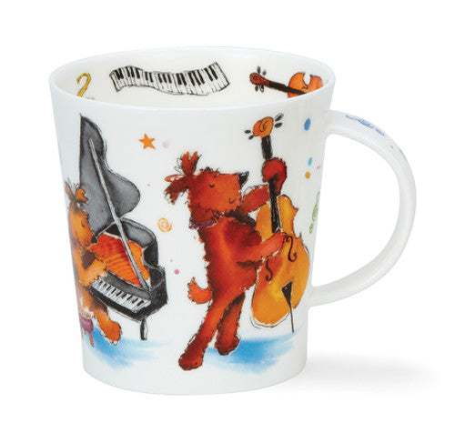 Dunoon 'Groovy Dogs' Mug Dogs Playing Piano Double Bass etc Fine Bone China