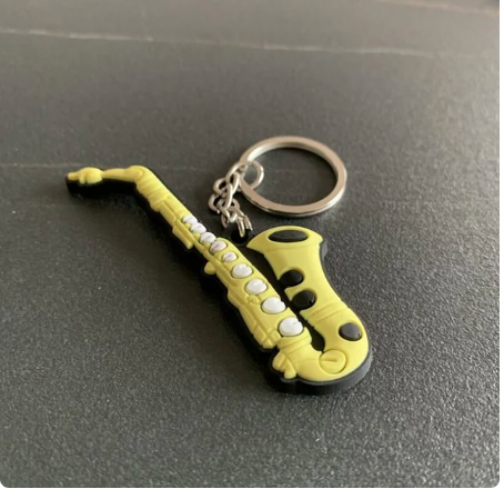 Keyring Yellow Saxophone Rubber — The Sydney String Centre