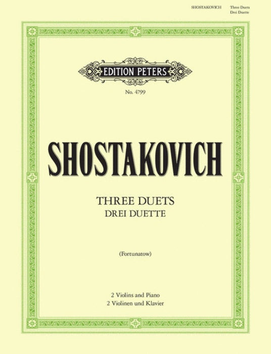 Shostakovich - 3 Duets - 2 Violins/Piano Accompaniment Peters EP4799
