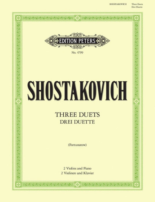 Shostakovich - 3 Duets - 2 Violins/Piano Accompaniment - Peters EP4799