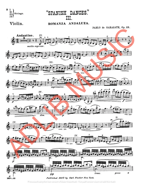 Spanish Dance - Romanza Andaluza for Violin and Piano Op.22 No.3 - Pablo de Sarasate - Carl Fischer S3795