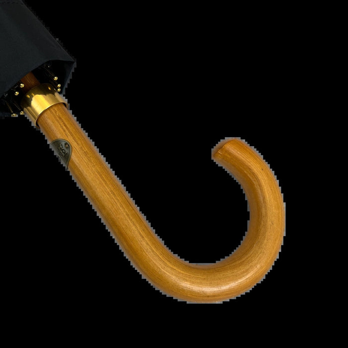 White Umbrella with Black Manuscript and Wooden Handle