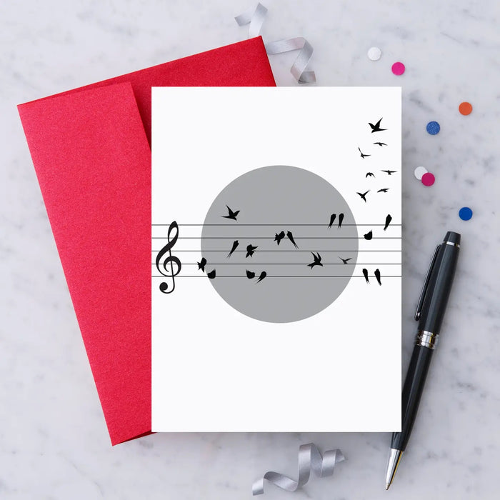 Greeting Card "Birds on a Stave"