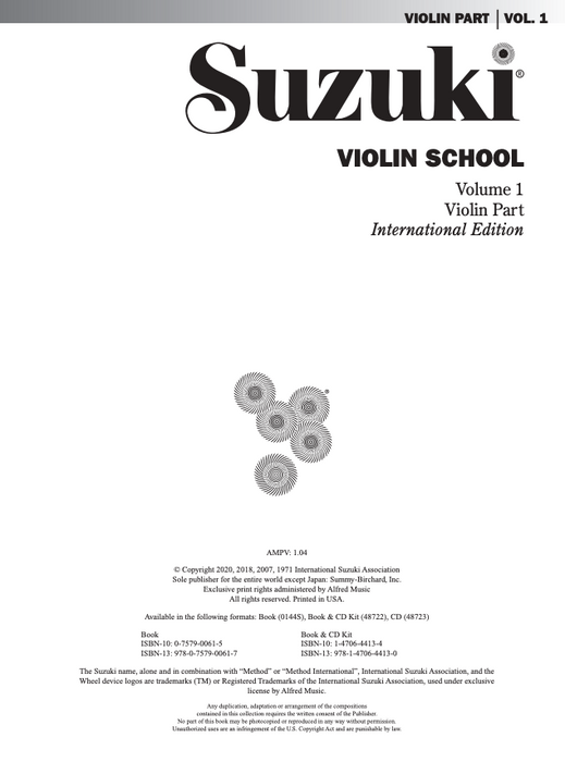 Suzuki Violin School Book/Vol.1 International Edition - Violin Part with CD 48722
