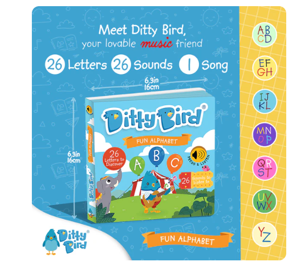 Ditty Bird  "Fun Alphabet" Childrens Interactive Sound Book New Rechargeable EditionDitty Bird  "Fun Alphabet" Childrens Interactive Sound Book New Rechargeable Edition