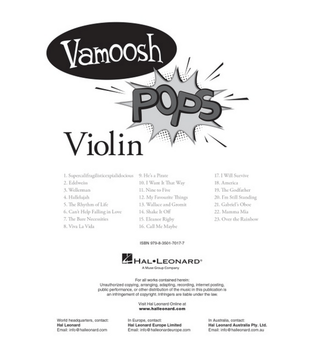 VAMOOSH POPS VIOLIN BK/OLA - Thomas Gregory