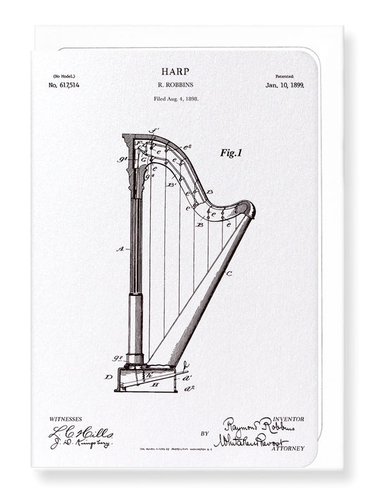 Greeting Card Patent of Harp (1899)