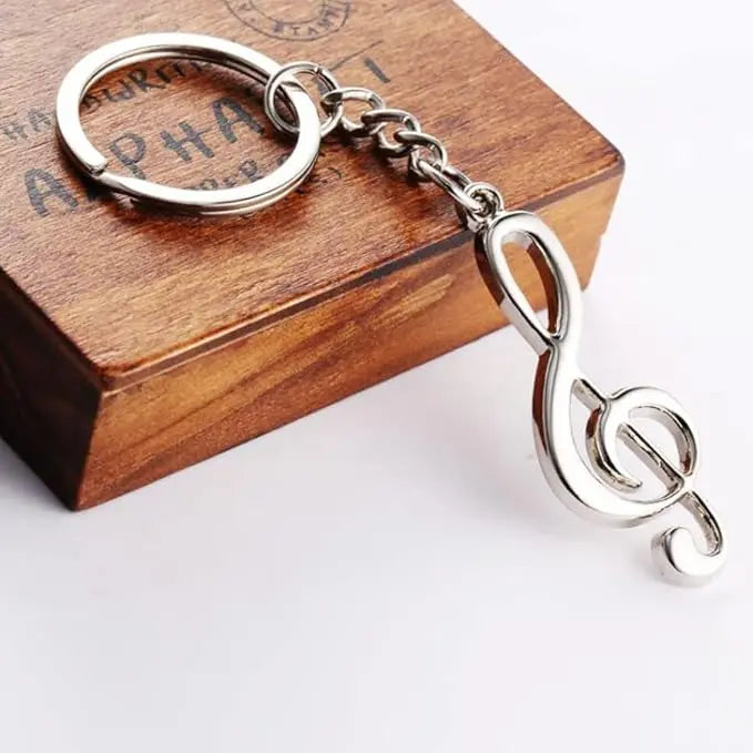 String Table Clef Metal Treble Clef Keyring Silver — The Sydney String Centre