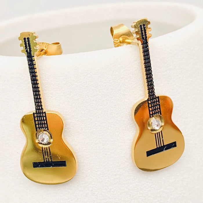 Gold Plated Guitar Earrings