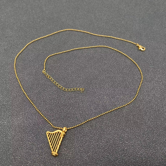 Gold Plated Harp Charm and Chain
