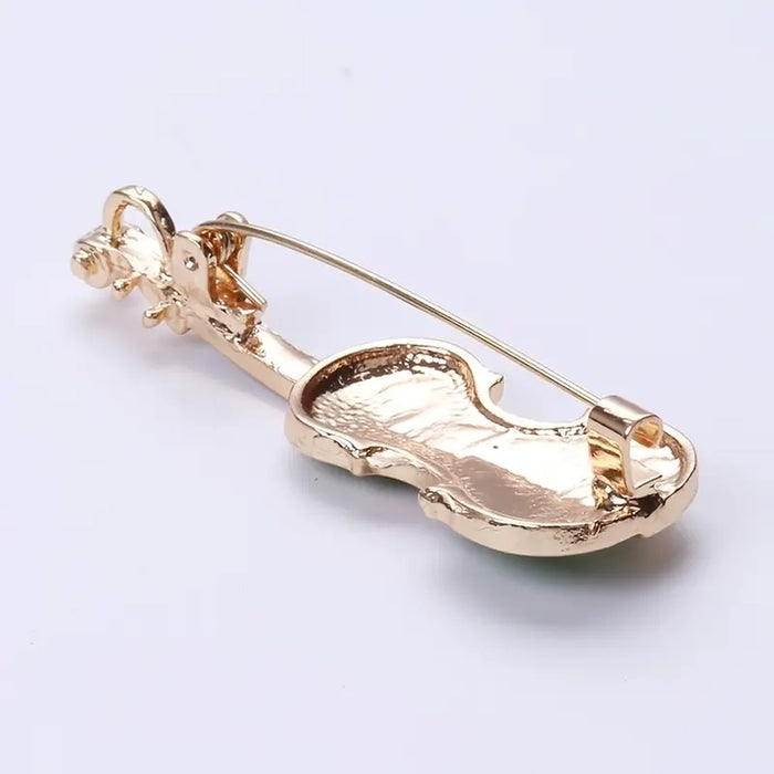Violin Brooch Gold and Red