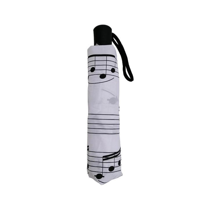 Folding White Umbrella with Black Notes by Soake