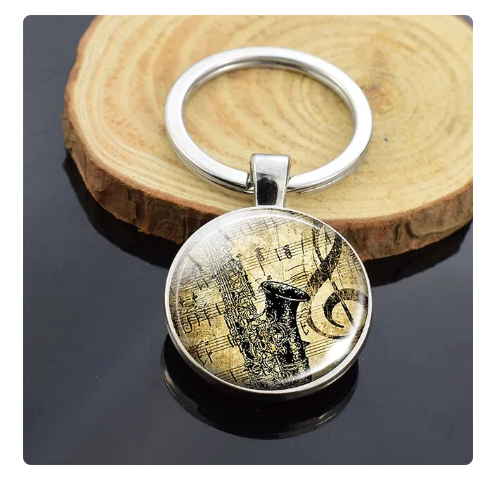 Glass Top Saxophone Keyring — The Sydney String Centre