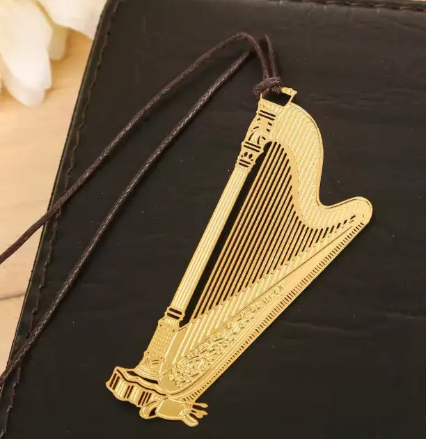 Harp Bookmark Gold Metal