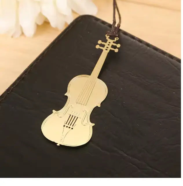 Violin Bookmark Gold Metal