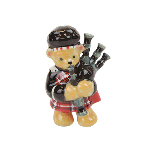 Porcelaine Teddy Bear Playing the Bagpipes