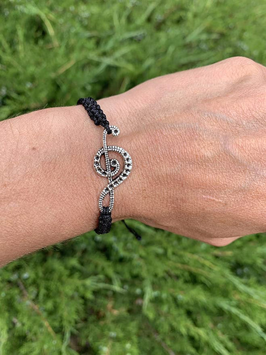 Music Rope Bracelet with Treble Clef Charm