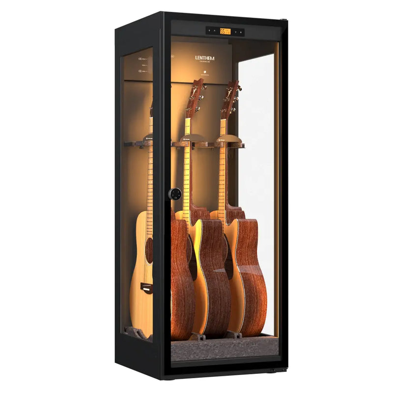 Lenthem CMI-305DT Humidity Control Cabinet for 3 Acoustic Guitars Black