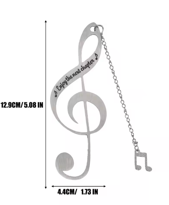 Treble Clef Bookmark with Chain and Quaver Charm