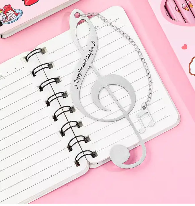 Treble Clef Bookmark with Chain and Quaver Charm
