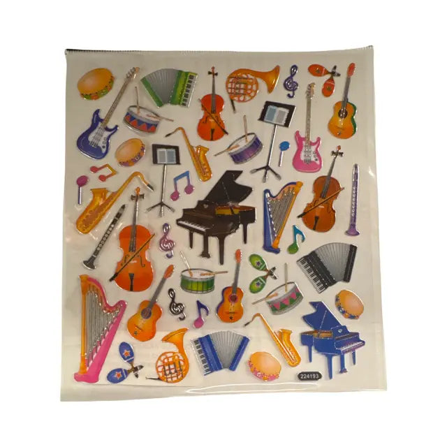 Sticker Sheet with Various Musical Instruments