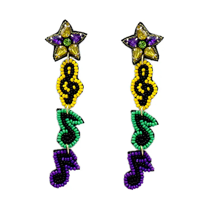 Handmade Multi Seedbead Music Note Themed Earring